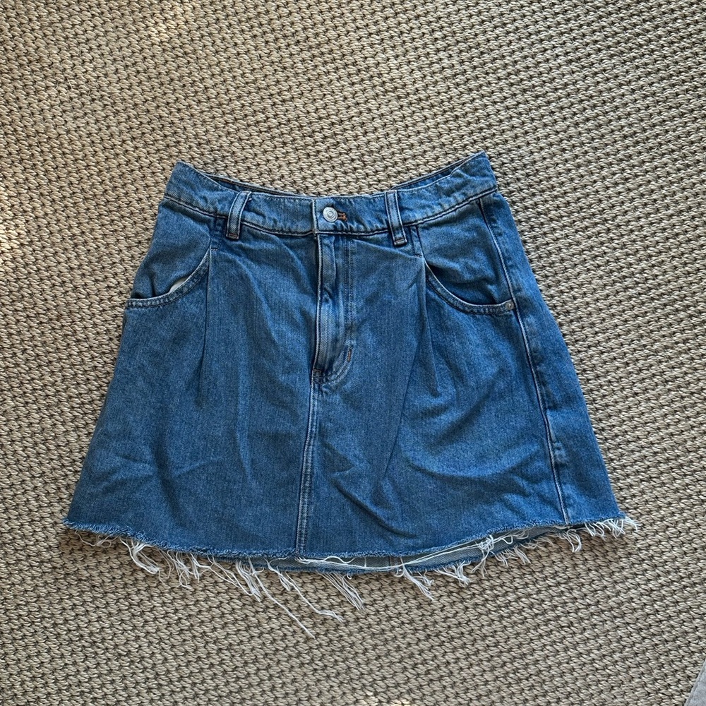 We The Free Blue Denim Mini Skirt